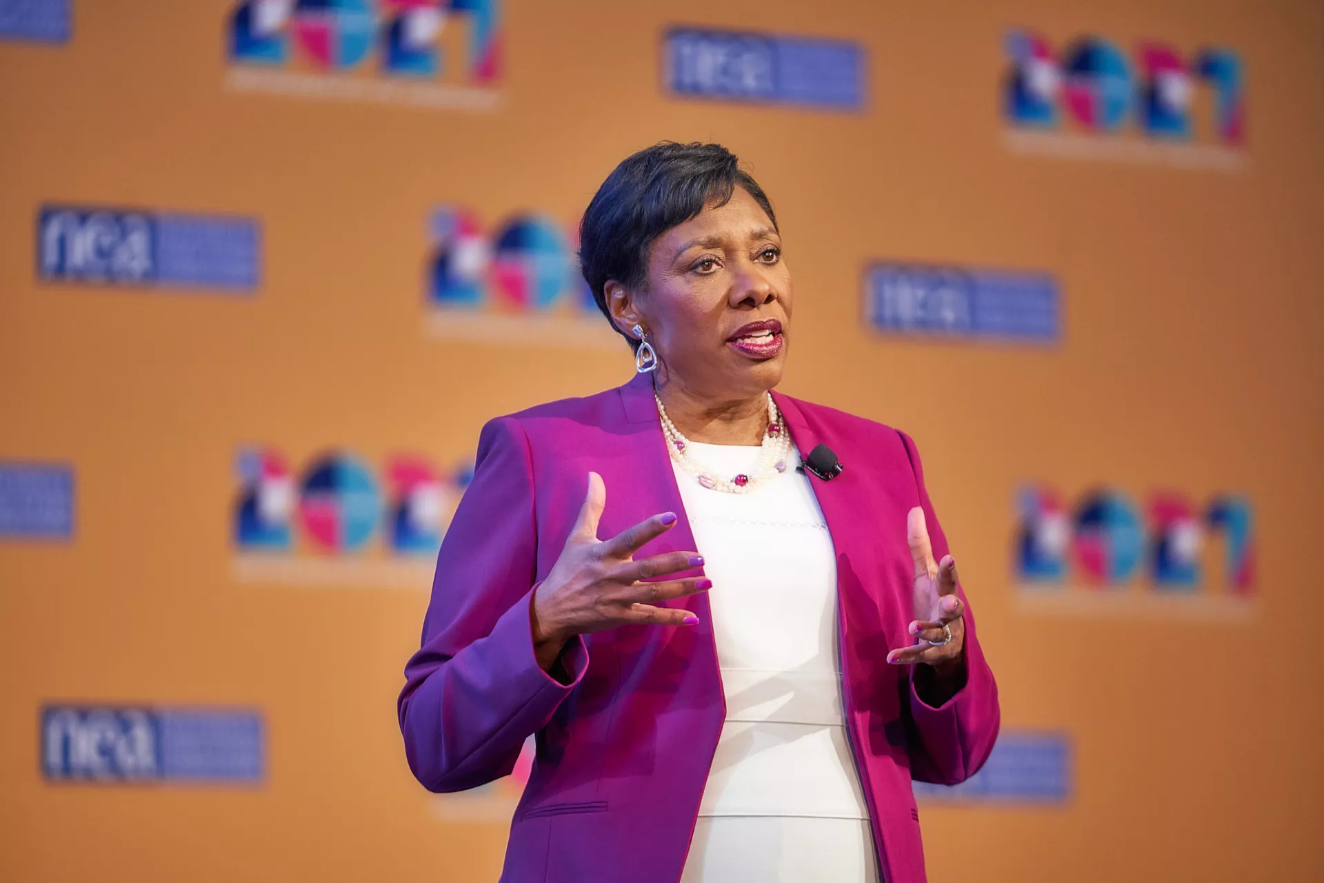 NEA President Becky Pringle delivers the keynote address to the 2021 NEA Representative Assembly.