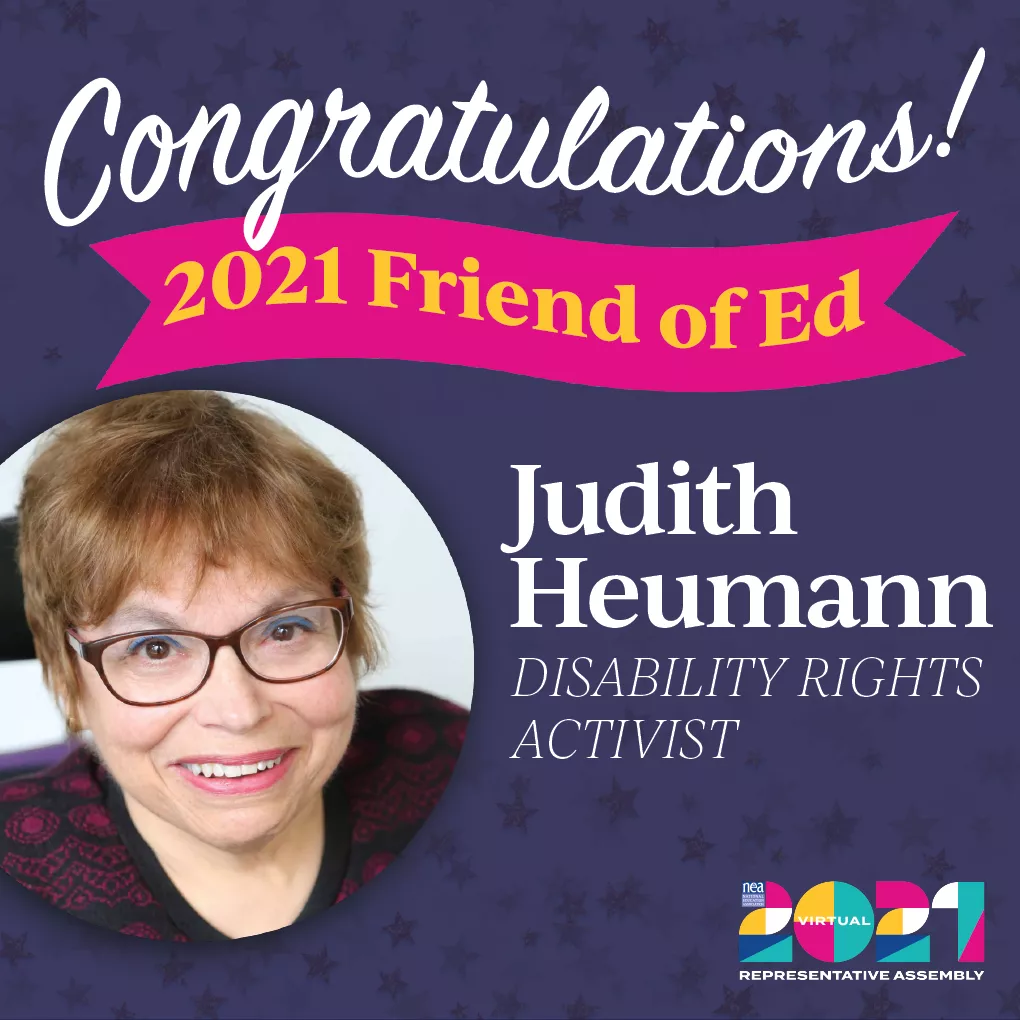 Judith Heumann wins NEA's Friend of Education Award