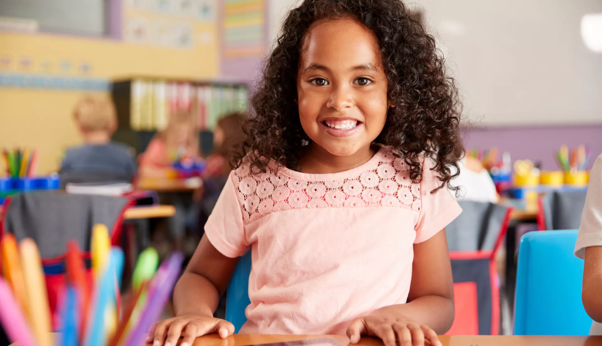 happy student in classroom