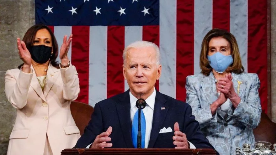 Biden with Harris and Pelosi