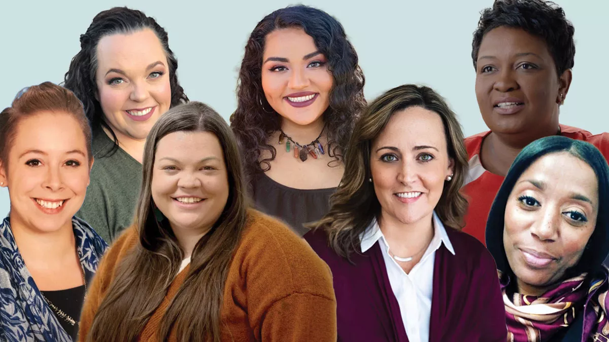 images of diverse women in a light blue background