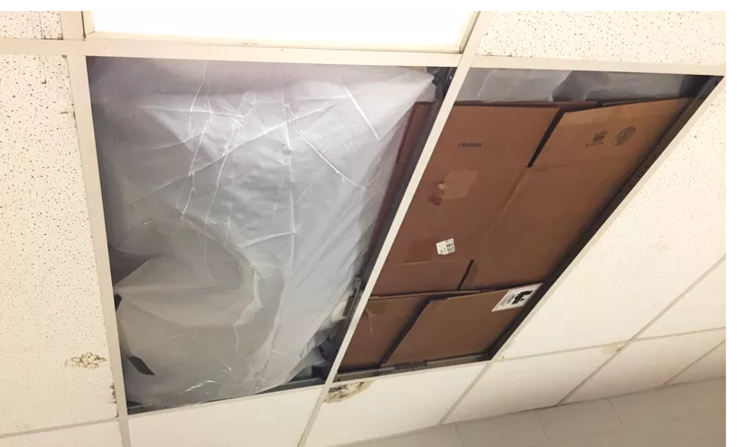 Falling classroom ceiling