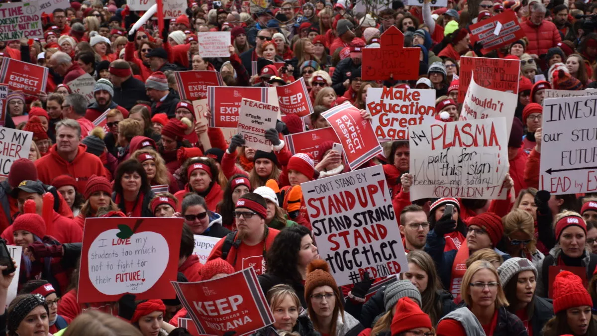A pro-public education rally in Indiana
