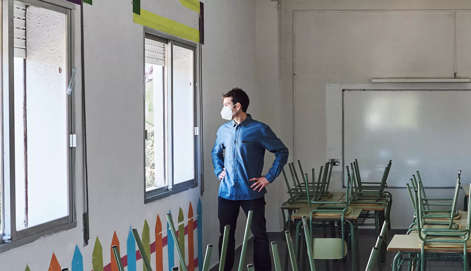 teacher alone in classroom