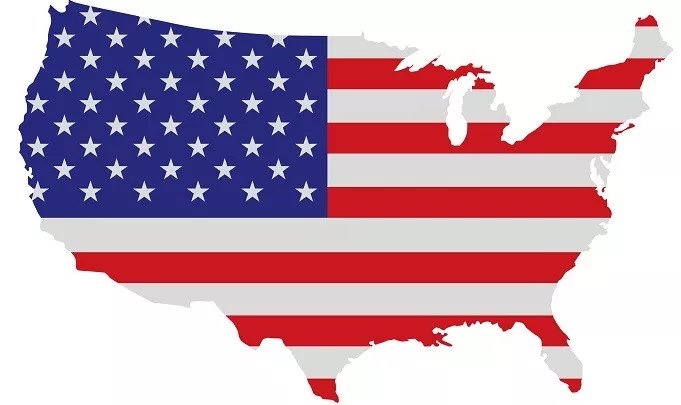 US Flag outlined in map