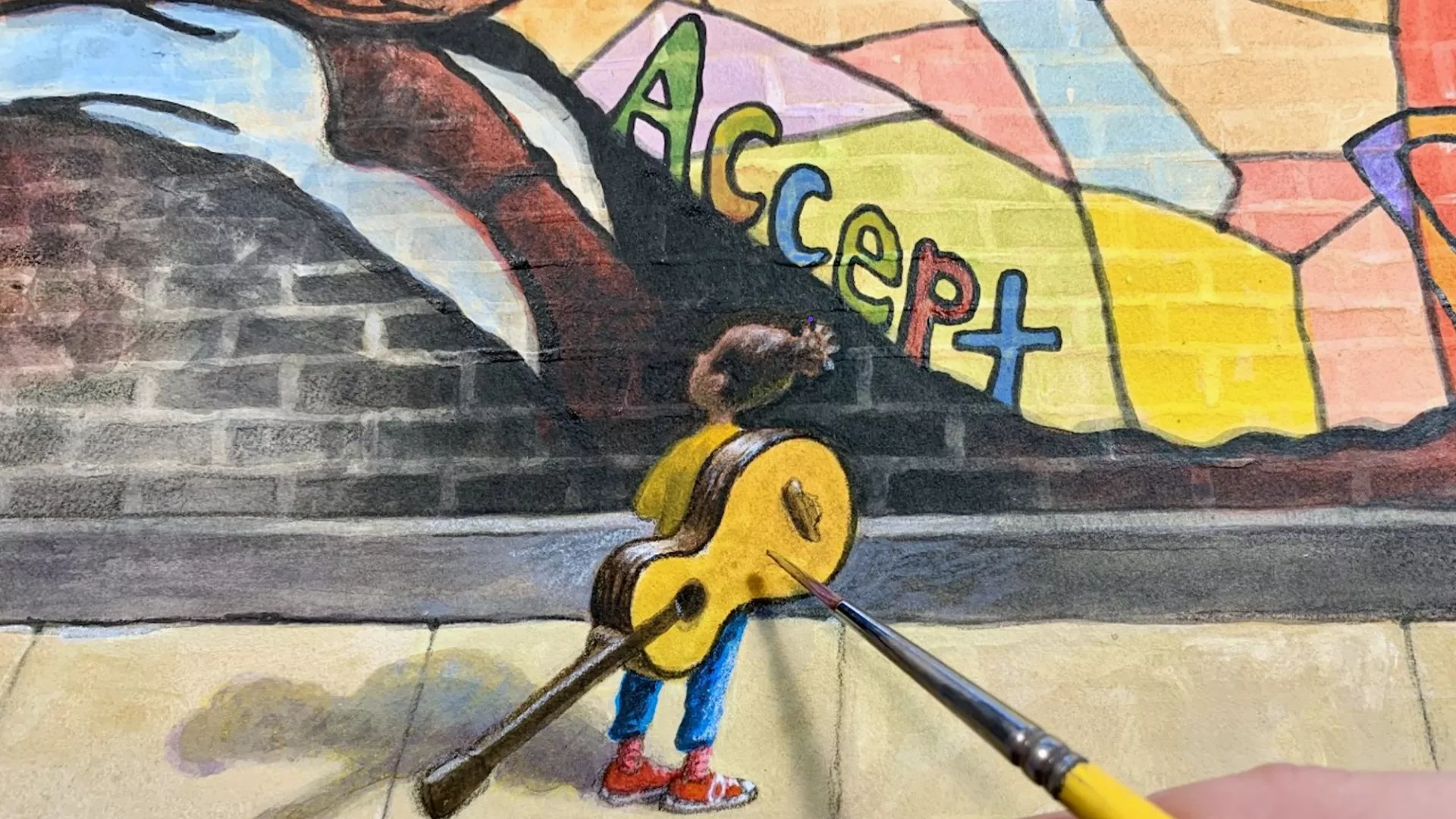 illustration of a girl with a guitar from Amanda Gorman's book Change Sings