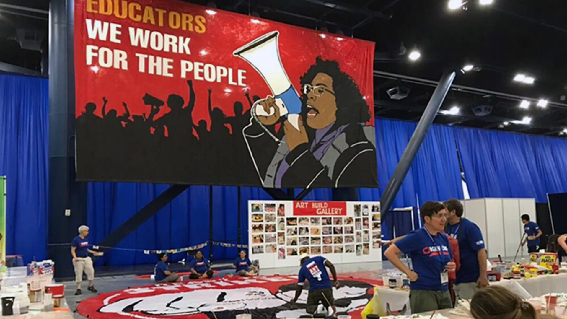 banners hung at the 2019 NEA art build event at the conference for racial and social justice