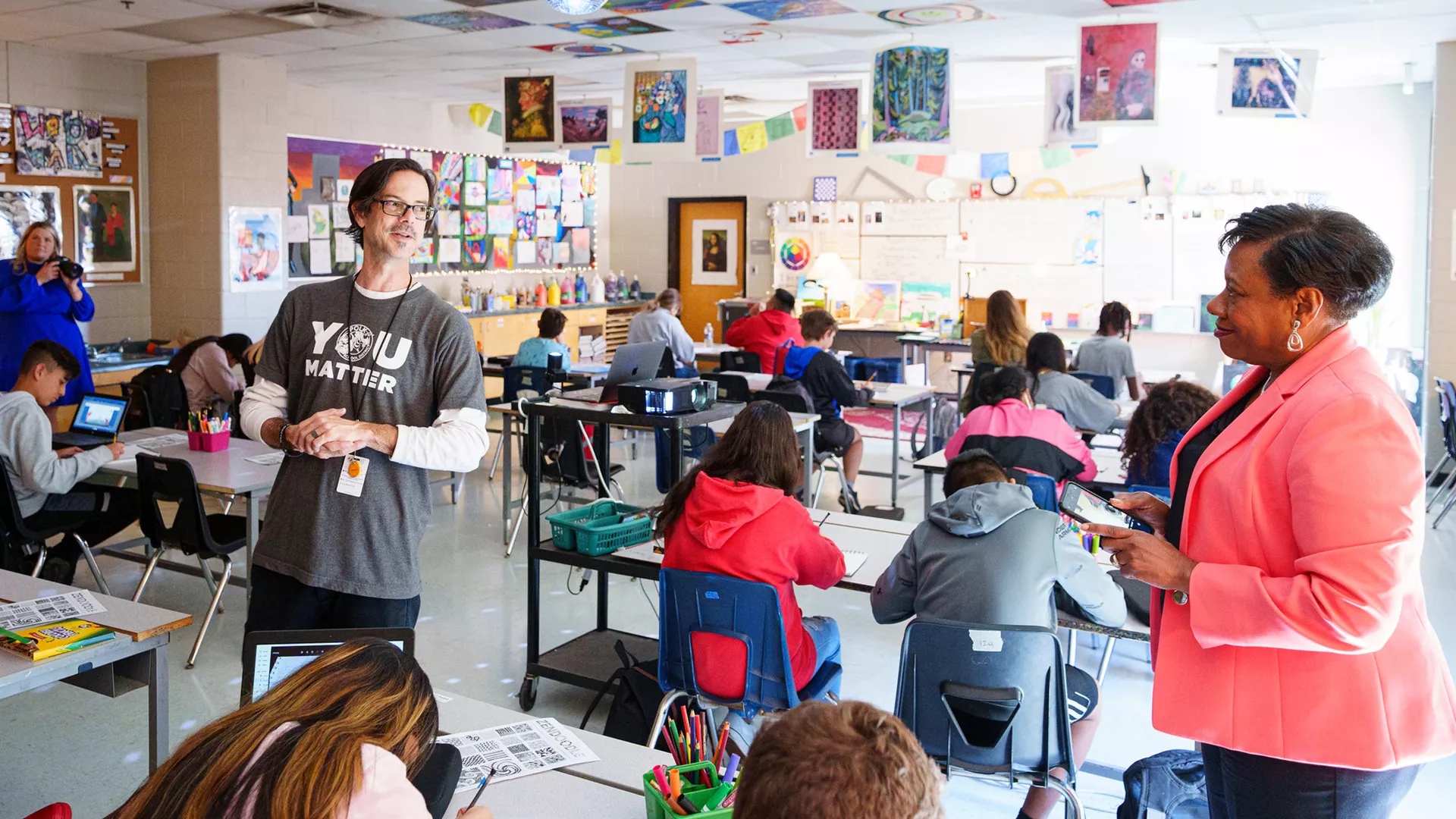 NEA President Becky Pringle visits a classroom in Polk County, Georgia