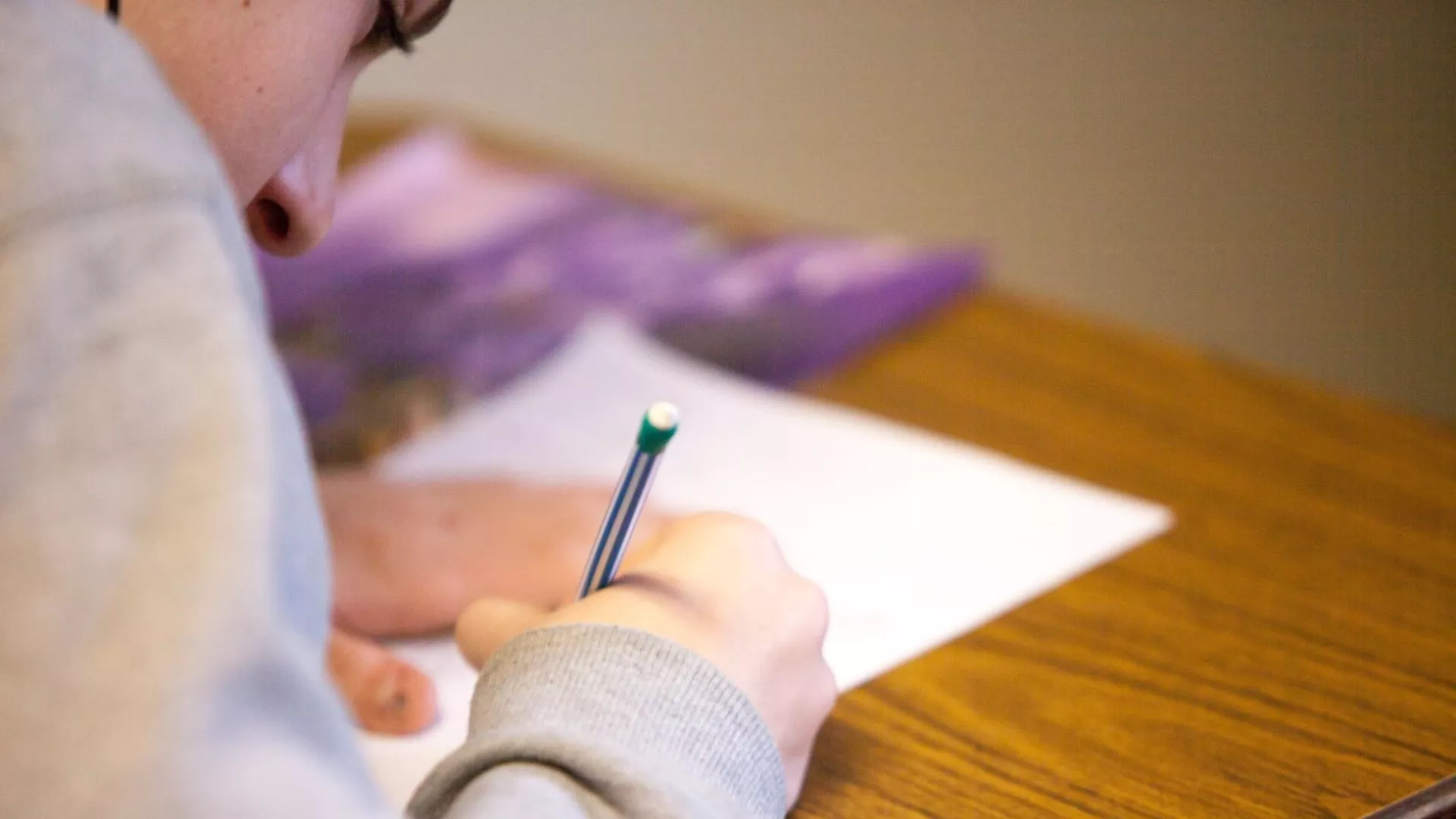 Student taking an exam