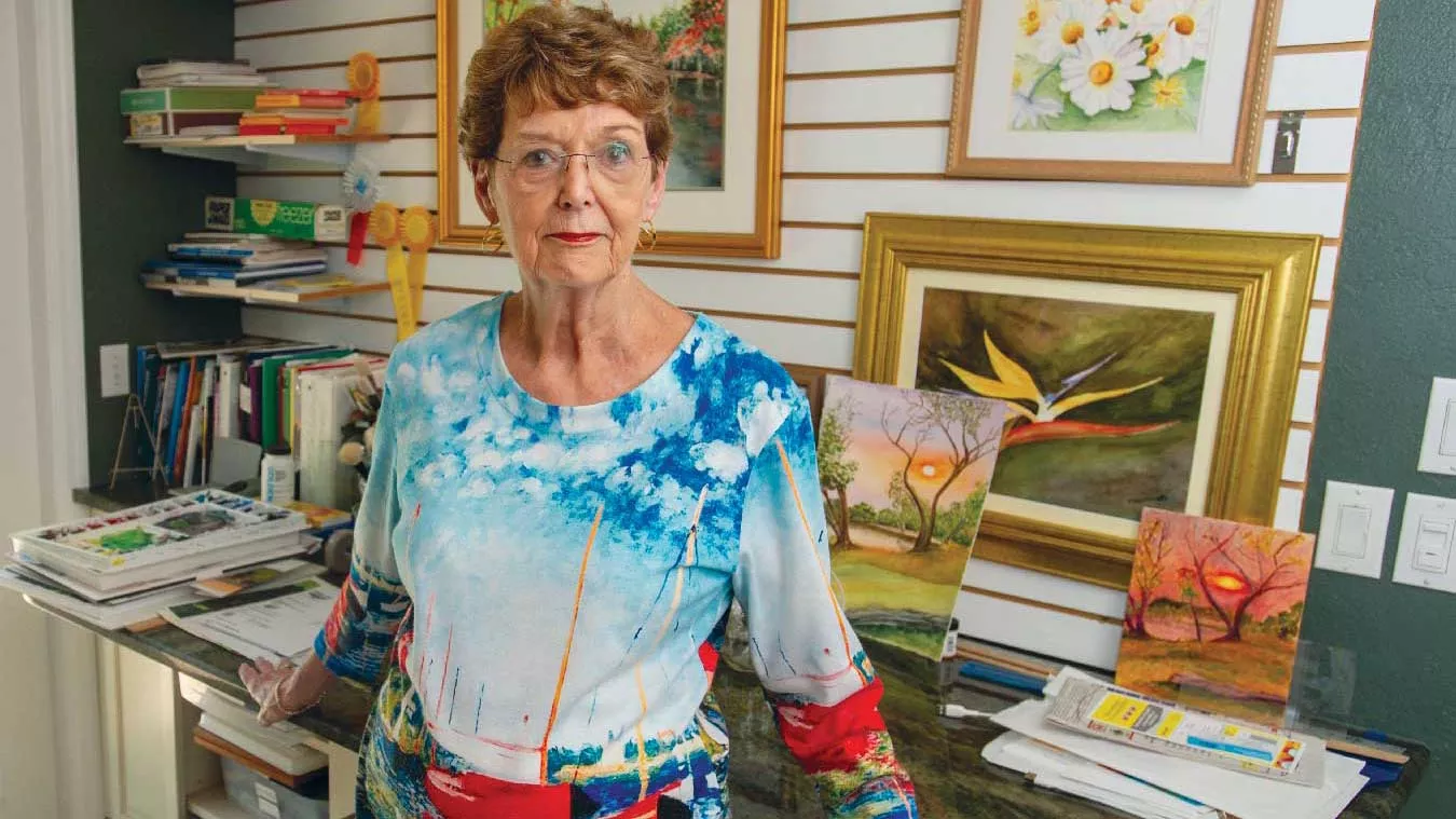 MIssouri retiree Martha Karlovetz in her home art studio.