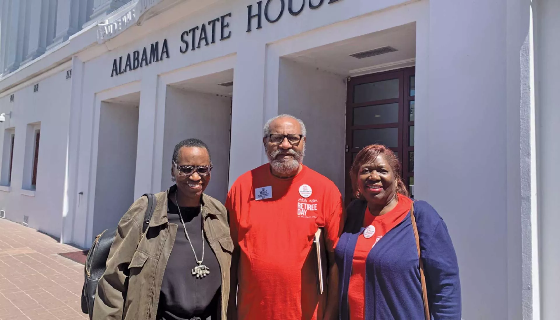Norma Sanders lobbies with fellow retired educators at the Alabama State House.