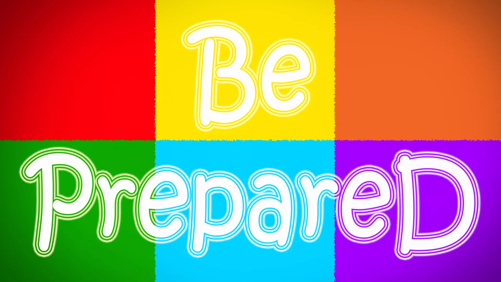 Illustration of the words Be Prepared before a checked, colorful background.