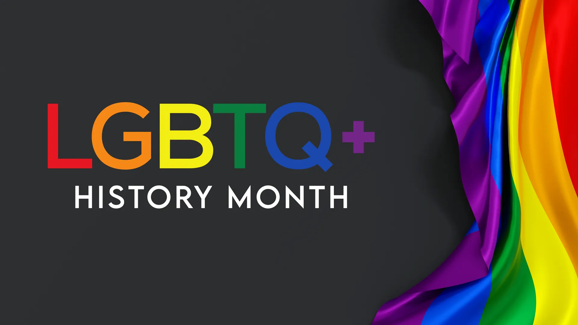 Pride color banner celebrating LGBTQ+ History Month