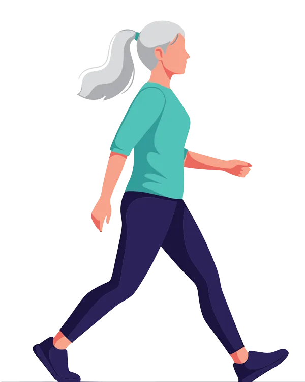 Graphic image of senior female walking.