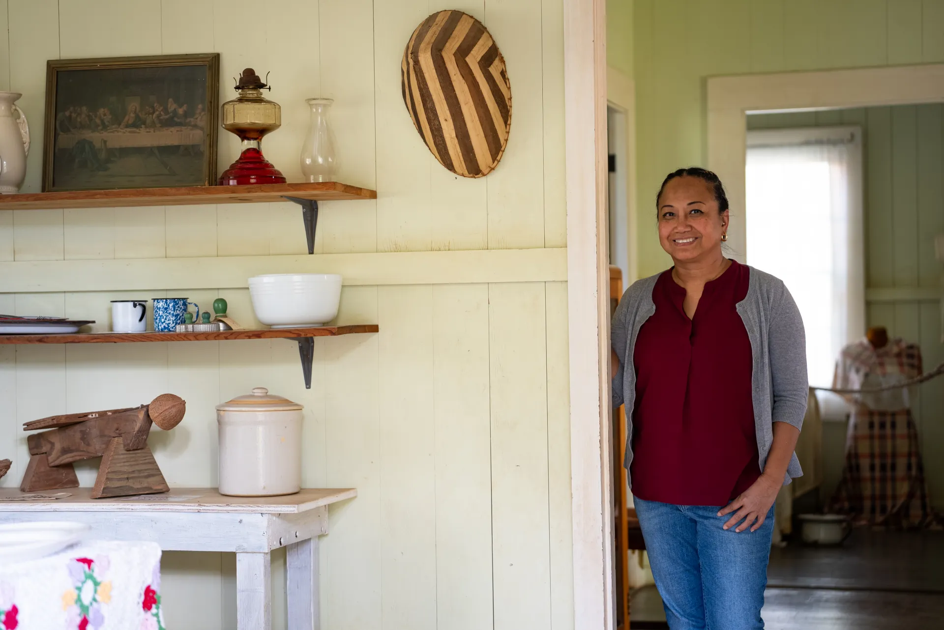 Michelle Aquino inside Filipino plantation house