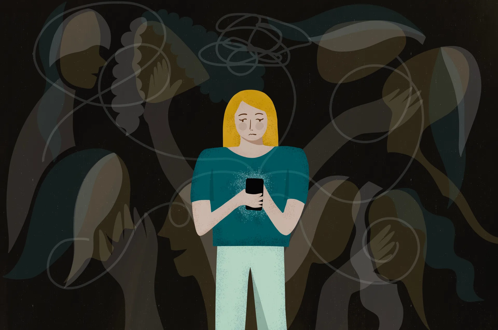Illustration of person with phone