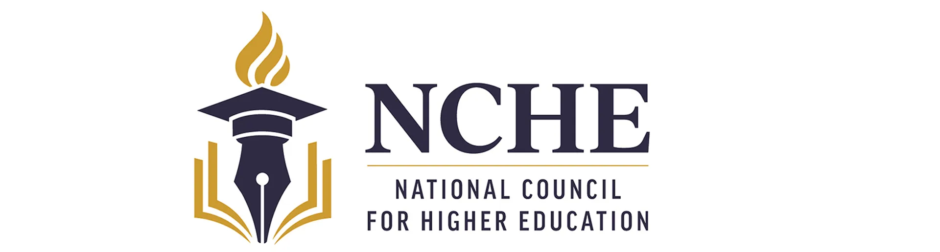 NCHE logo with a graphic of a flame, mortarboard, and pen tip, next to National Council of Higher Education spelled out