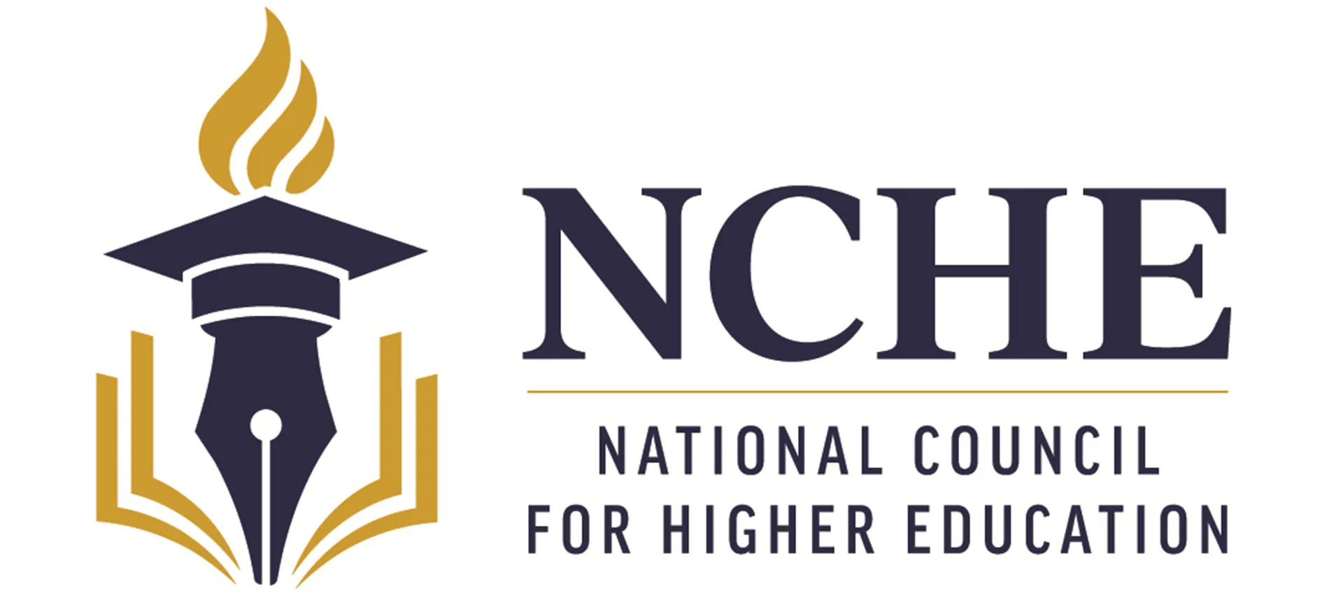 NCHE logo with a graphic of a flame, mortarboard, and pen tip, next to National Council of Higher Education spelled out