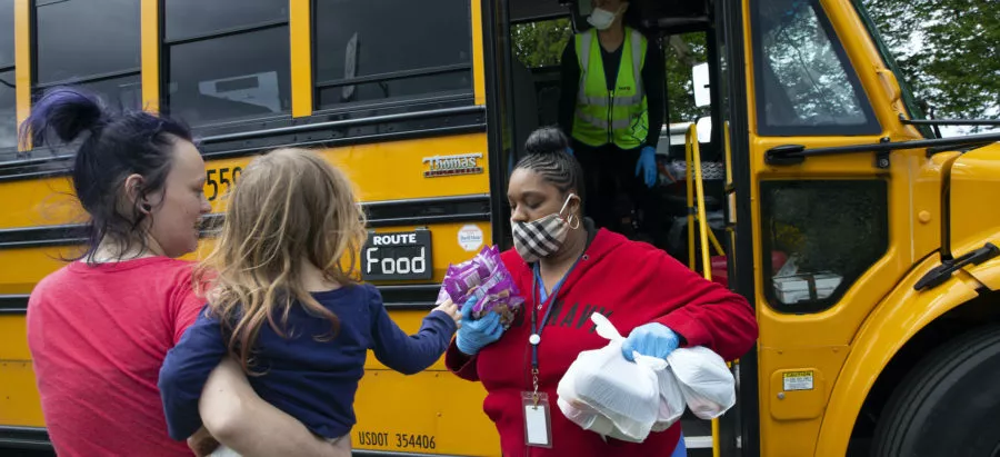 Seattle School Bus Delivers Lunches To Kids During Coronavirus Shutdown