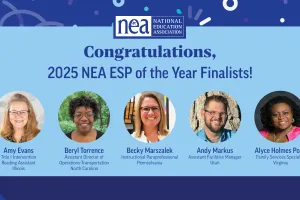 graphic that says congratulations to 2025 NEA ESP of the Year finalists 
