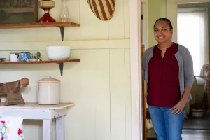 Michelle Aquino inside Filipino plantation house