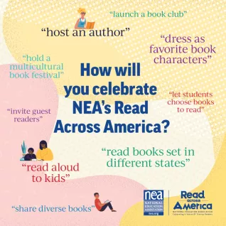 text graphic with suggestions for celebrating Read Across America