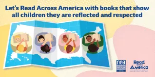 graphic of kids holding books over united states map