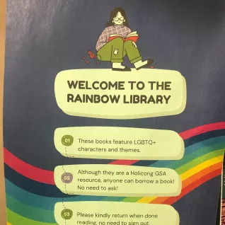 Welcome sign to Holicong Middle Schools LGBTQ+ Classroom Library