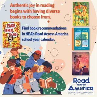 Collage of Read Across book covers with the text: authentic joy in reading comes from having diverse books to choose from