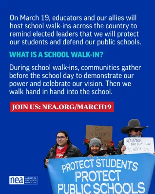 What is a walk-in explanation with RSVP call-to-action.