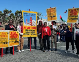 San Francisco educators with signs