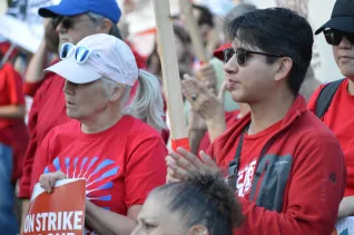 Educators in red attend the CSEA rally on October. 8