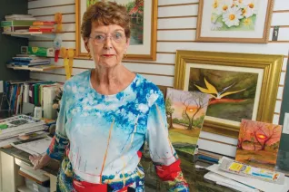 MIssouri retiree Martha Karlovetz in her home art studio.