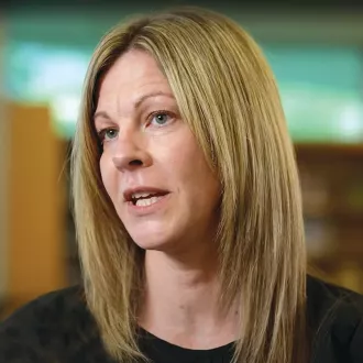 Headshot of Sarah Jasso talking in an interview