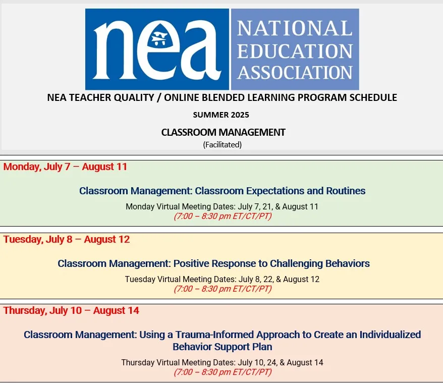 Classroom Management Schedule
