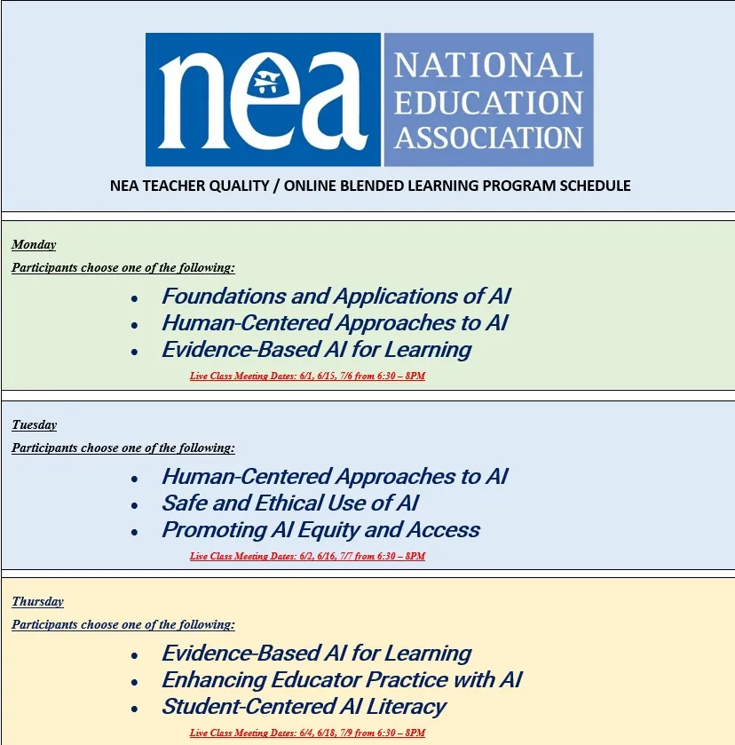 AI Blended Learning Schedule 4-8-26