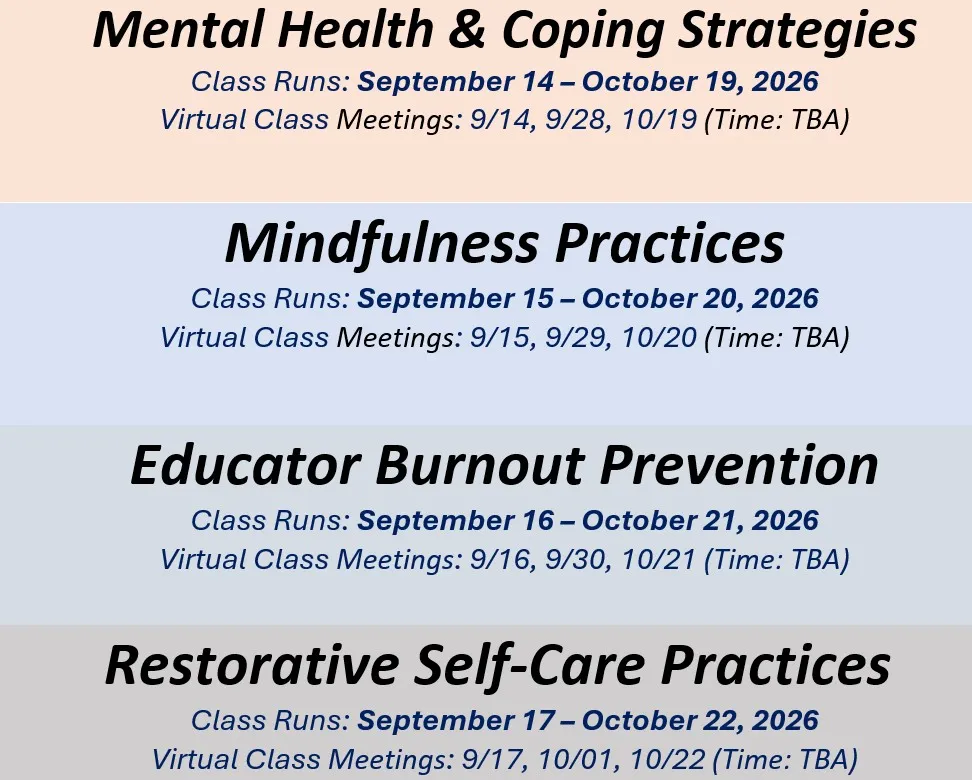 Mental Health Course Schedule
