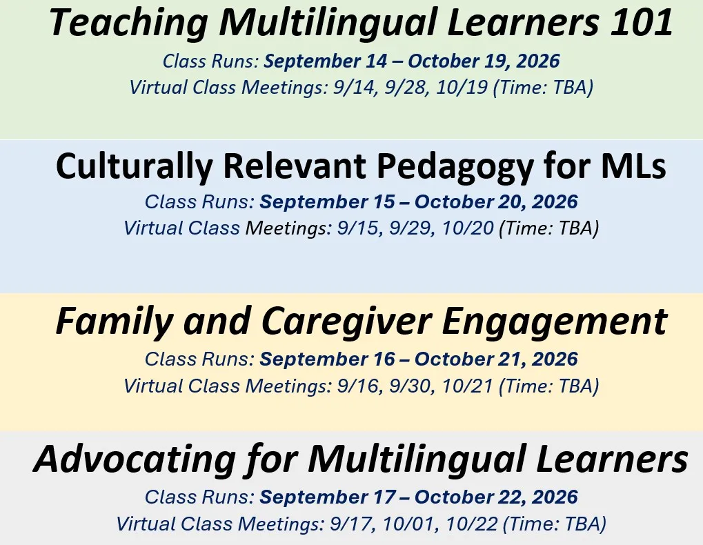 Multilingual Learners Schedule