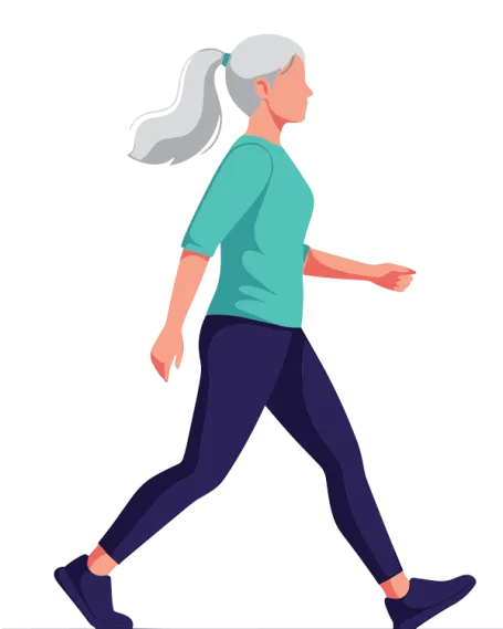 Graphic image of senior female walking.