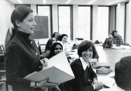 Ruth Bader Ginsburg in a 1970s classroom
