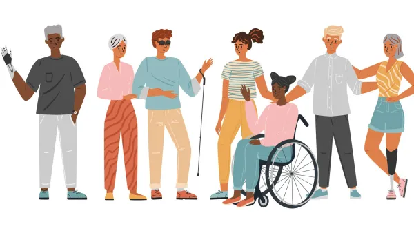 Graphic image of people with different types of disabilities.