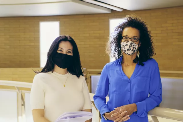 Educators wearing masks