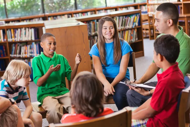Diverse Students in Library