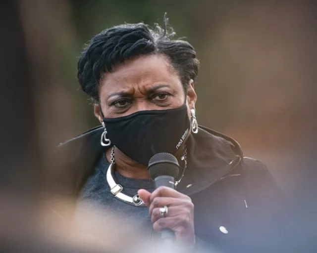 NEA President Becky Pringle canvassing before the election in Fort Collins, Colorado