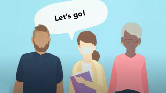 graphic of three people going to vote