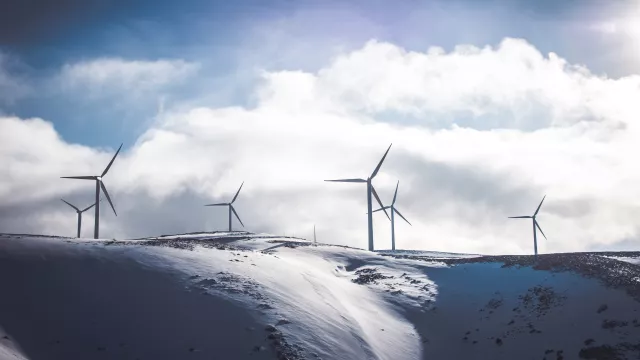 Wind turbines in a tundra