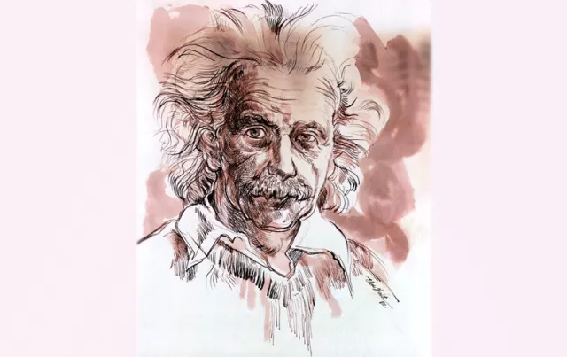 Water color painting of Albert Einstein.