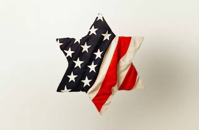 Jewish star wrapped in American flag.