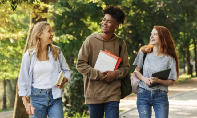 students walking