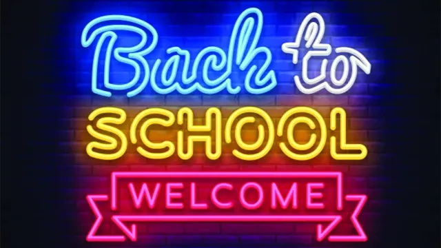 illustration of multicolored neon sign that says Back to School: Welcome